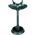 Vogeltr?nke, Vogelbad mit Statuen, 2 Becken, Kunststoff, antiker Look, 49,5L x 38B x 81H cm, Dunkelgr¨¹n