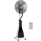 Standventilator mit Luftbefeuchtung, leise, mobil, Fernsteuerung, Schwarz/Weiß