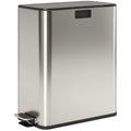 Dual Kitchen Bin with Soft-Close Butterfly Lid, 2 x 28L Stainless Steel Pedal Bin with Removable Inner Buckets, Fingerprint-Proof for Recycling and Waste, Silver Tone