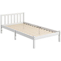Einzelbettgestell, Kopfteil & Lattenrost, 26cm Freiraum unter Bett, Kiefernholz, 208x96x70 cm, Wei?