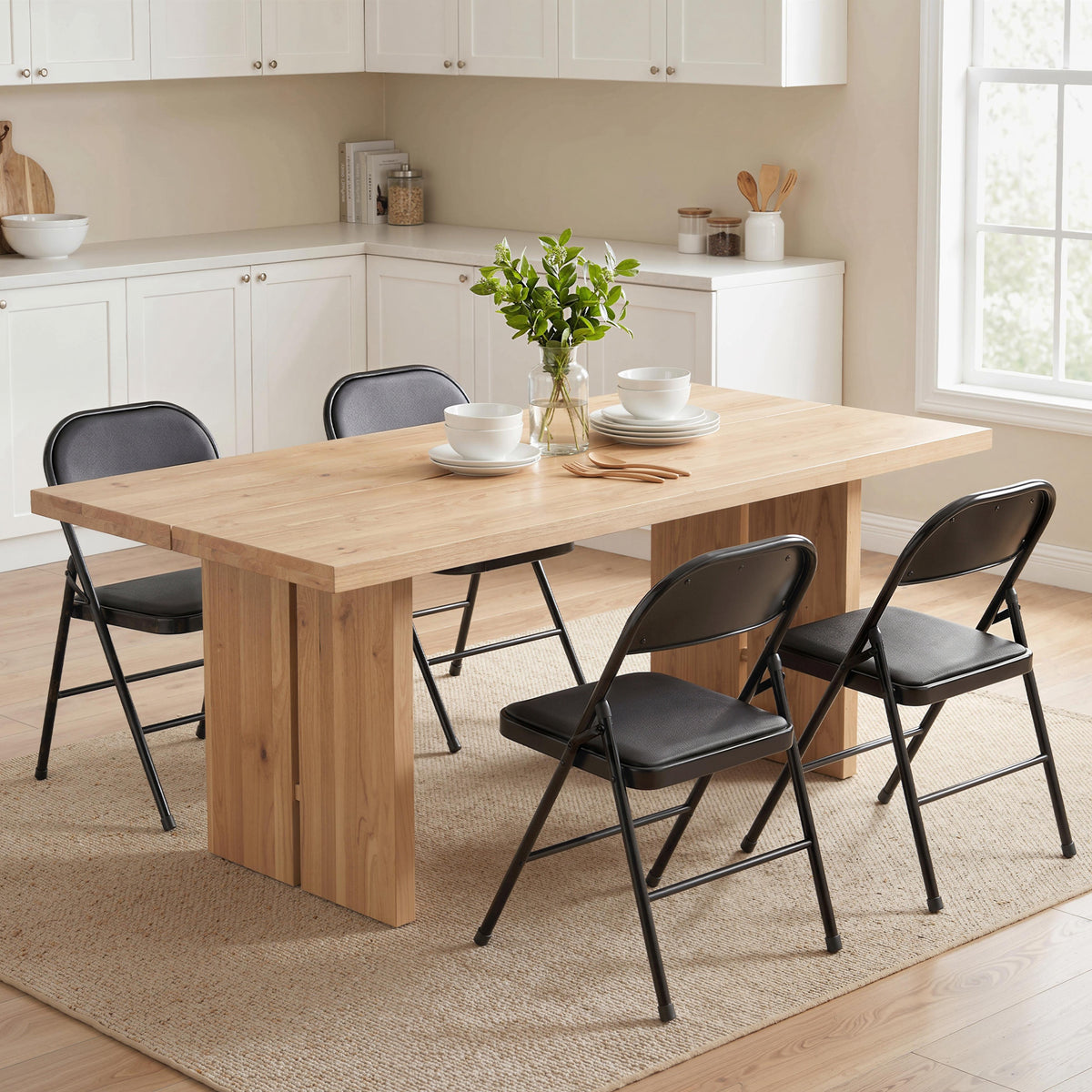 4er-Set Klappstühle, Tragbare Bürostühle, Metallbeine, Faltstuhl für Büro, Empfang, Wartezimmer, Kunstleder, Schwarz