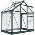 Gewächshaus mit Dachfenster Aluminium Treibhaus 190 cm x 132 cm x 201 cm Grün + Transparent
