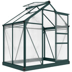 Gewächshaus mit Dachfenster Aluminium Treibhaus 190 cm x 132 cm x 201 cm Grün + Transparent