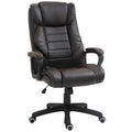 B¨¹rostuhl mit Massagefunktion, h?henverstellbarer Chefsessel, ergonomischer Drehstuhl, 6 Vibrationspunkte, Braun
