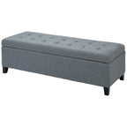 Sitzbank mit Stauraum, Ottomane, Flurbank, Knopfheftung,125,1 cm x 48,9 cm x 41,3 cm, Grau