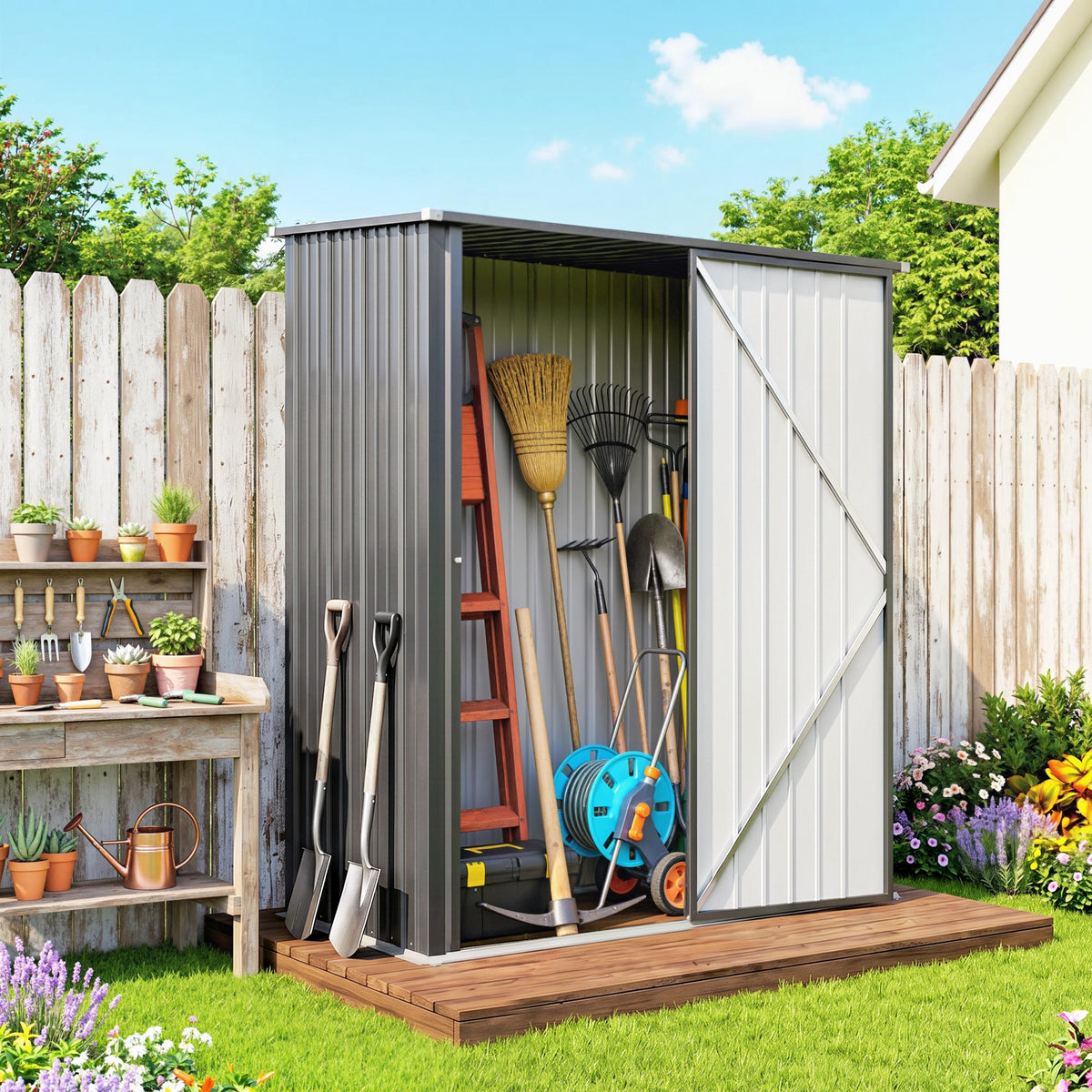 5.3 x 3.1ft Corrugated Steel Garden Shed - Black