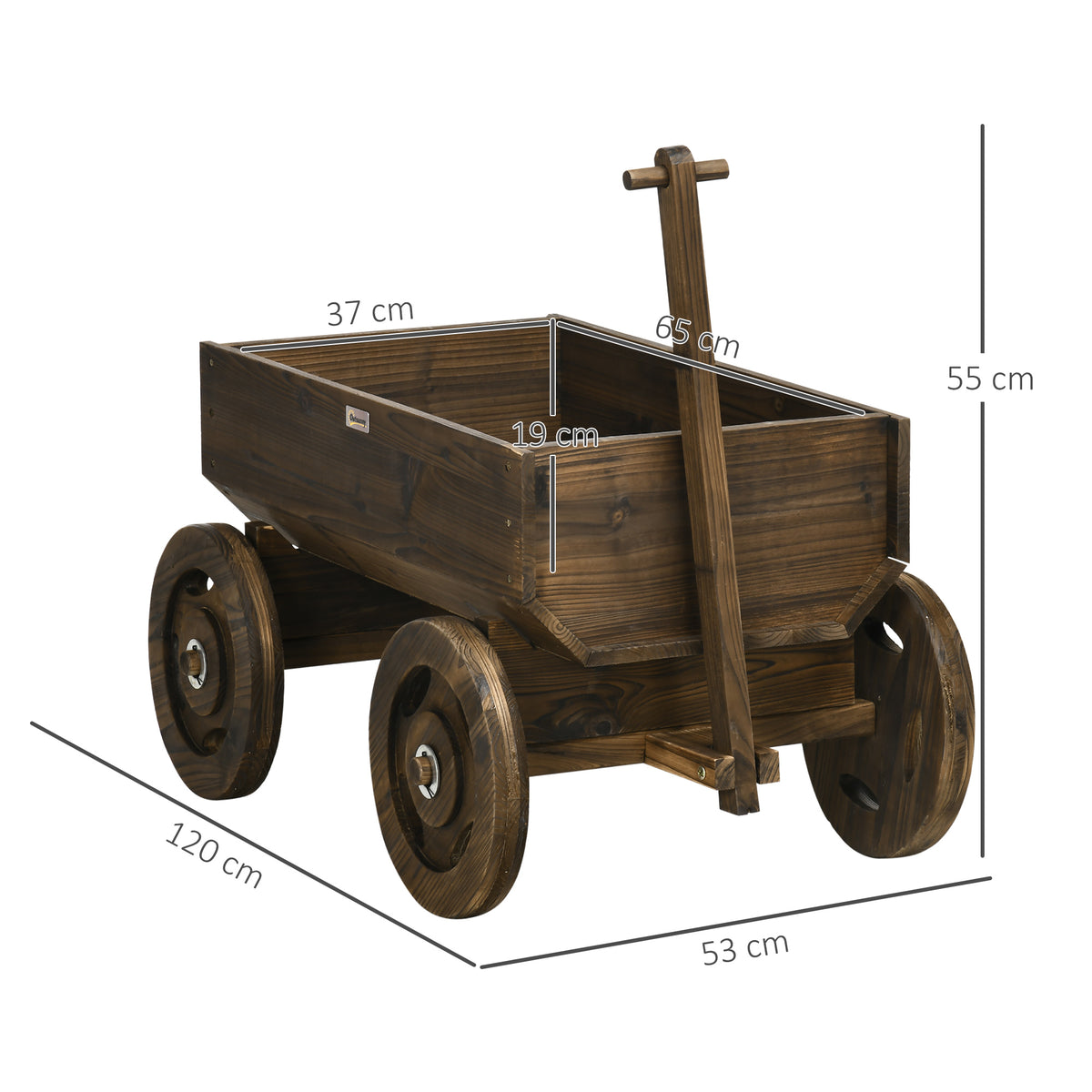 Hochbeet im Holzwagen-Design, Brandlackierung, beweglich, wetterbest?ndig, Braun