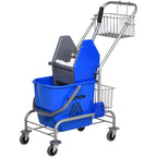 Reinigungseimer, Wischmoppeimer, rollbar, Kunststoff, Metallgriff, Blau