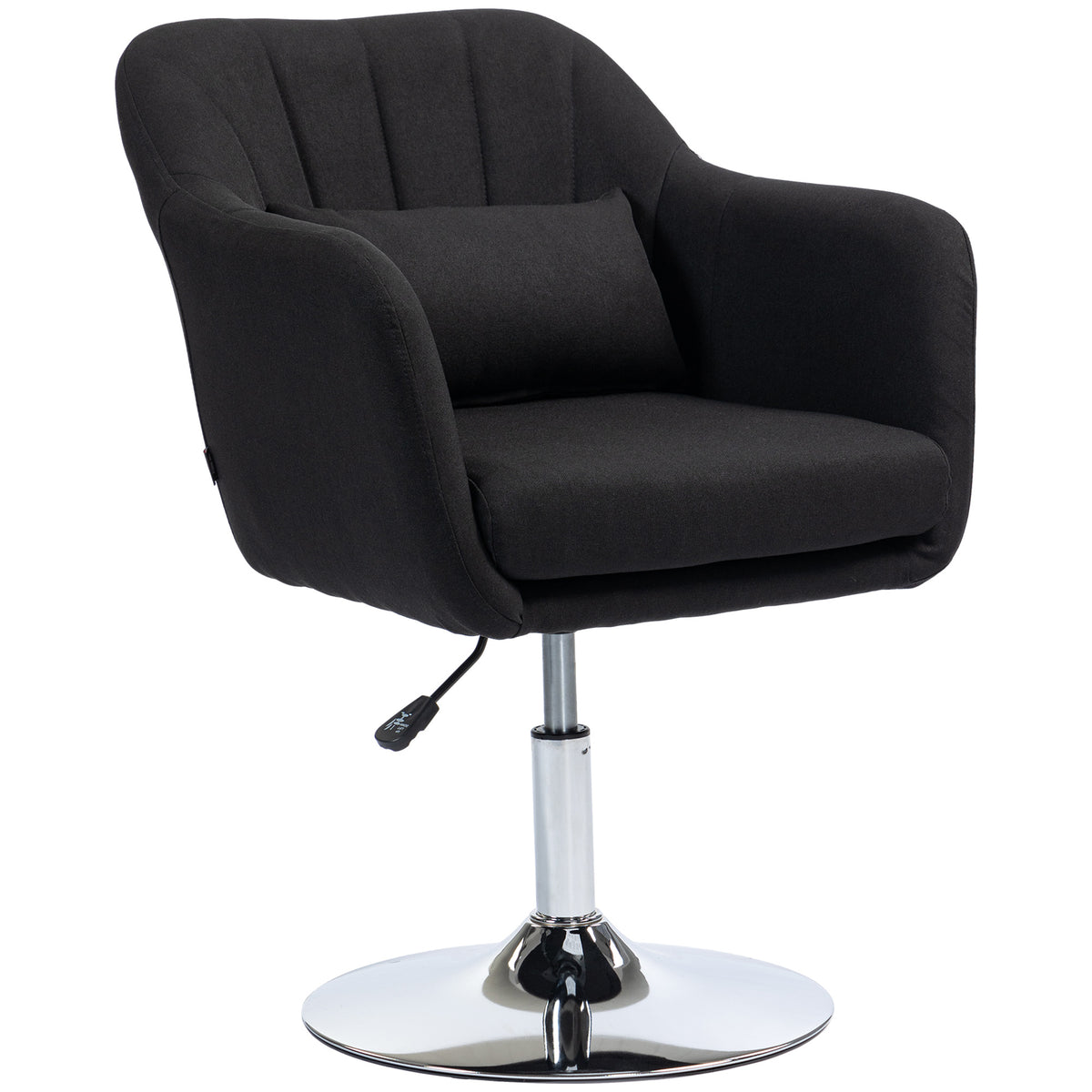 Drehstuhl, höhenverstellbarer Bürostuhl, leinenartiges Polyester, Metall, 60 x 60 x 79-91 cm, Schwarz
