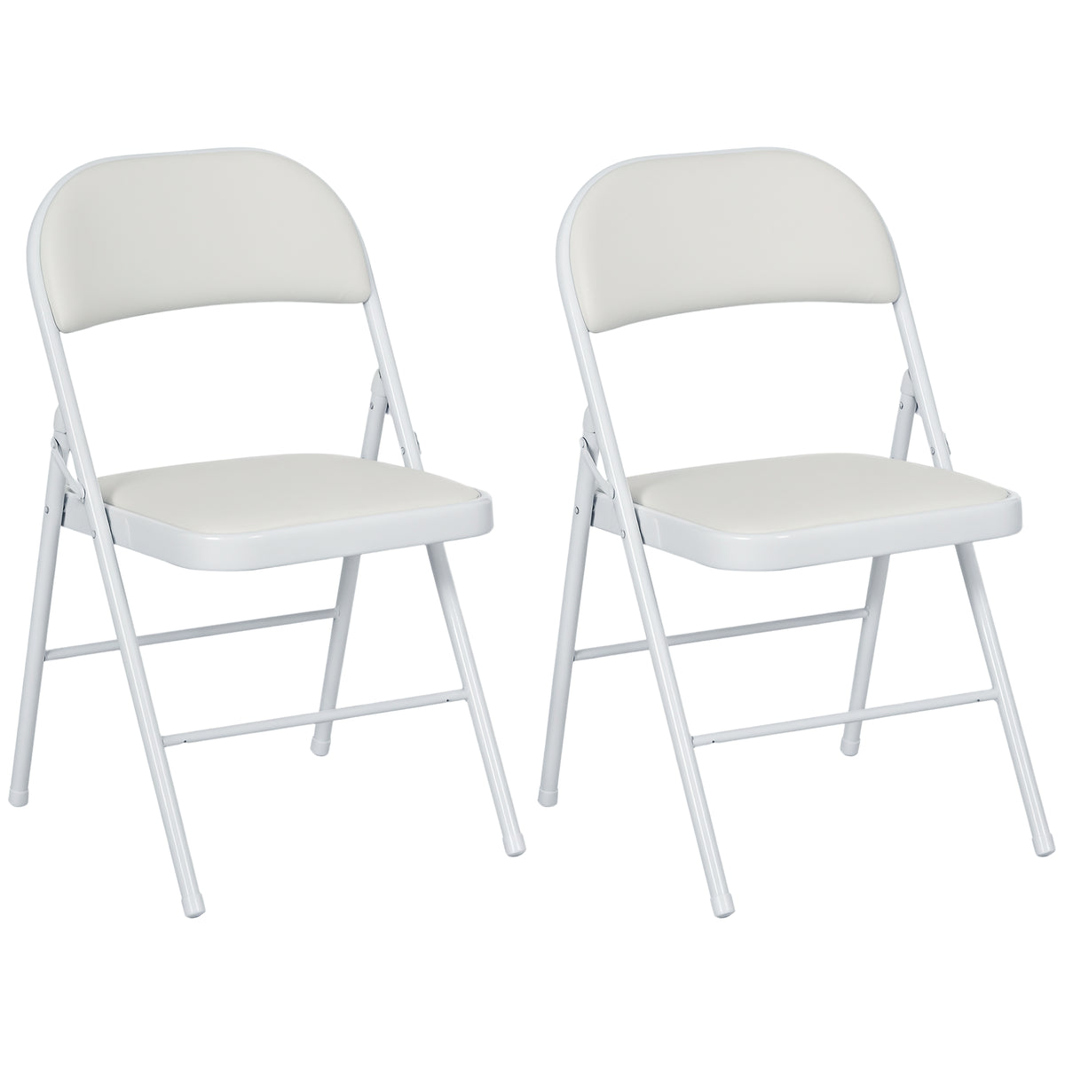 2er-Set Klappstühle, Tragbare Bürostühle, Metallbeine, Faltstuhl für Büro, Empfang, Wartezimmer, Kunstleder, Weiß