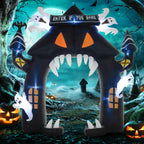 Aufblasbarer Halloween-Torbogen, 4 Geister, LED-Lichter, wasserdicht, 300 x 76 x 300 cm