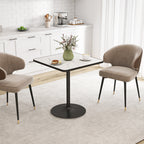 Esstisch, 70 x 70 cm quadratischer Küchentisch für 4 Personen mit Marmor-Optik für Küche Weiß