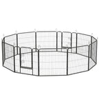 12 Panels Heavy Duty Puppy Playpen, for Small Dogs, Indoor and Outdoor Use - Silver