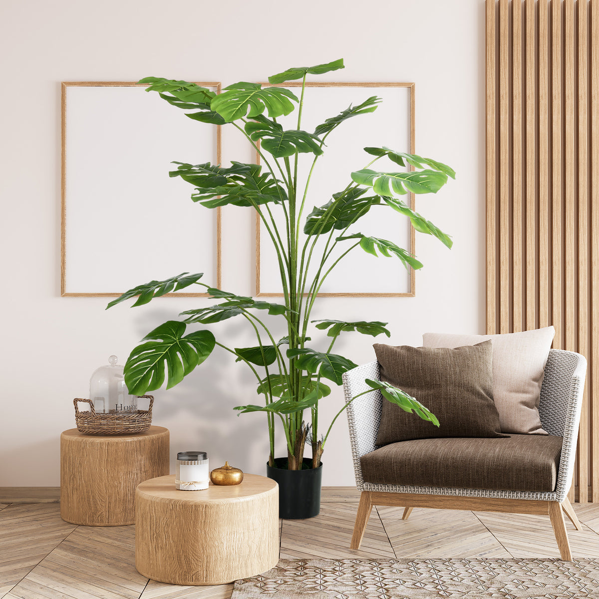 180 cm Kunstpflanze, mit ¨¹bertopf, Kunstmoos, Zimmerpflanze f¨¹r Wohnzimmer, realistischer Look, Gr¨¹n
