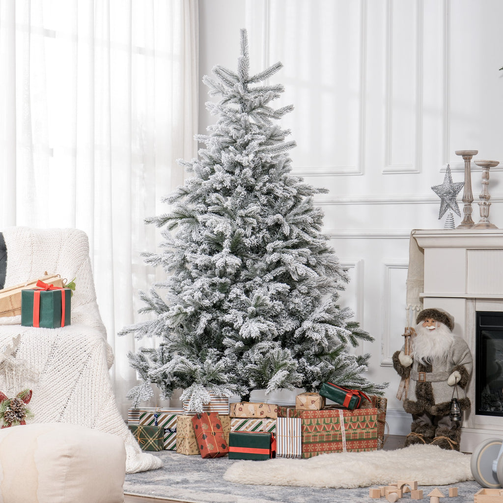 Weihnachtsbaum 180 cm, mit Kunstschnee, flammhemmend, schneller Auf- und Abbau, Metallbasis