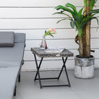 Square PE Wicker Rattan Folding Table - Grey