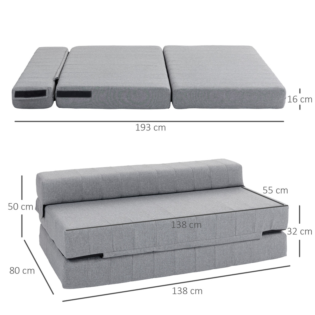 Klappsessel mit Bettfunktion, G?stebett, faltbar, bis 250 kg, 138x80x50 cm, Grau