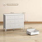 Fluted Dresser, 6 Drawer Chest of Drawers for Bedroom, Living Room, Hallway, Closet, White