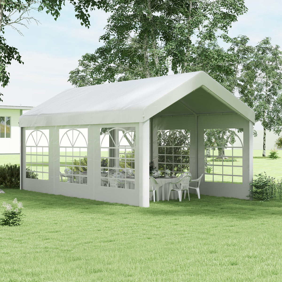 Ersatzwand für Bierzelt oder Pavillon, wasserdicht, einfache Montage, 6 x 2 m, Weiß