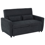 2-Sitzer Sofa mit Bettfunktion, Verstellbarer R¨¹ckenlehne, Polstersofa, Samtoptik, f¨¹r Wohnzimmer, Schlafzimmer, Schwarz