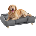 Hundesofa, Haustiersofa, Haustierbett, abnehmbares u. waschbares Polster, Natur+ Dunkelgrau