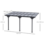 Outdoor Patio Gazebo Pergola, Aluminum Post, 4.35 x 3 m PC Roof