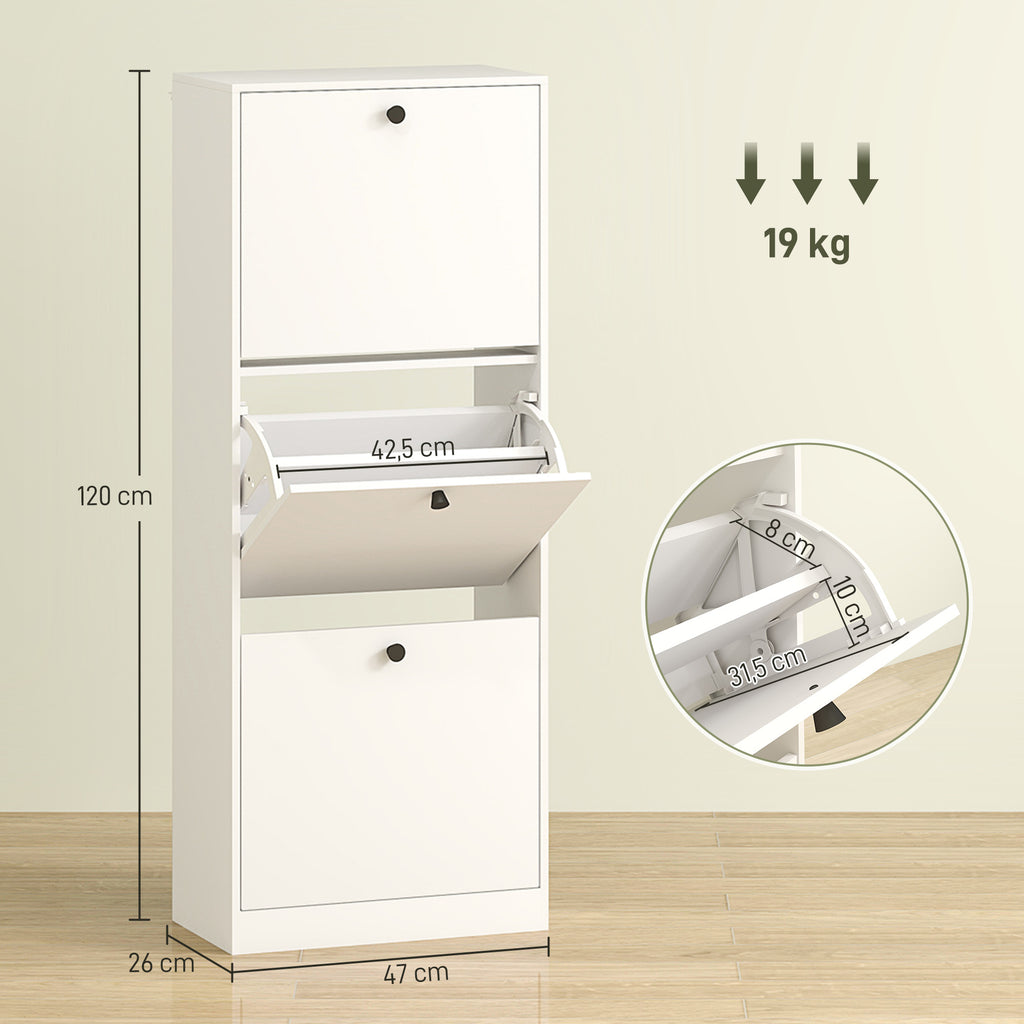 Schuhschrank, 3 Schubladen, f¨¹r bis zu 12 Paar Schuhe, Spanplatte, Wei?