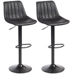 2er-Set Barhocker im Retrodesign, inkl. Fußstütze, höhenverstellbar, Gaslift, Schwarz
