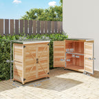 Gartenschrank mit Pflanztisch Holz Geräteschuppen mit verzinkter Arbeitsplatte 2 Regalböden Doppeltür, 79 x 43 x 92cm