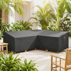 V-Shaped Patio Furniture Cover, Waterproof Outdoor V-Shaped Sectional Sofa Cover, Anti-UV with Air Vent, Black