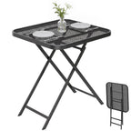 Gartentisch klappbar 70 x70 cm, Wetterfest Balkontisch Klapptisch mit Ausschnitt-Design quadrarisch Schwarz