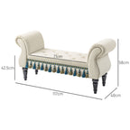 Polsterbank, Sitzbank, Vintage-Design, bis 150 kg, 117x40x58 cm, Beige