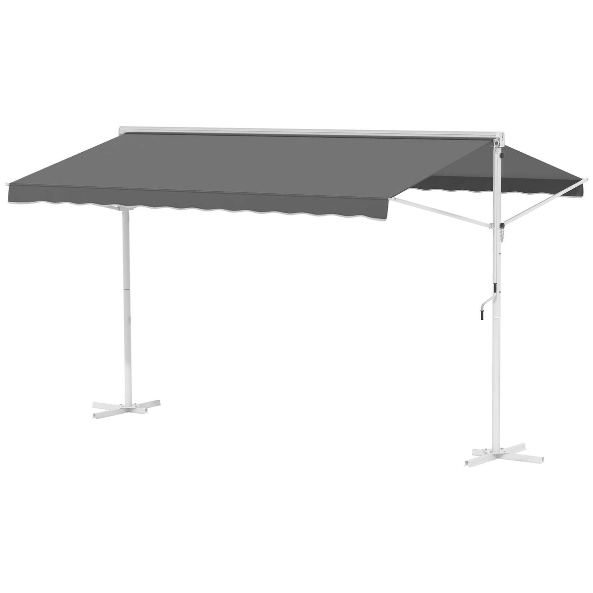 Freistehende Markise, neigungsverstellbar, Handkurbel, Metallgestell, wetterfest, 4x3m, Grau