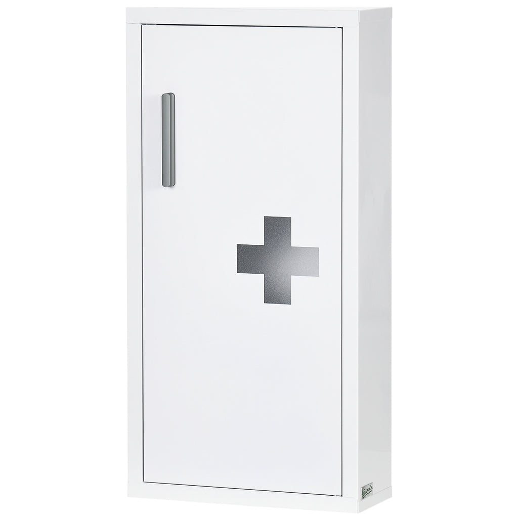 Medizinschrank, 3 Innenf?cher, Magnetverschluss, Kreuzsymbol, Stahlgeh?use, wei?, 30 x 12 x 60 cm
