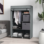 Stoffschrank Kleiderschrank faltbarer Schrank, 1 Kleiderstange, 6 Regalböden, 102 x 42.5 x 162.5 cm, Grau