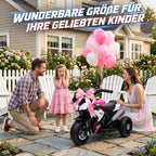 Elektro-Kindermotorrad, Lichter & Geräusche, 3 km/h, wiederaufladbar, Kunststoff & Metall, Rosa/Weiß