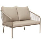 2-Sitzer Rattansofa mit Kissen Loungesofa Sitzgruppe, Wetterfest Couch Beige