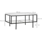 Couchtisch mit Ablage, verstellbare F¨¹?e, Stahlrahmen, Glasplatte, 100 x 55 x 45,5 cm, Wei?