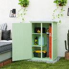 Wooden Small Shed, Garden Storage Shed with Shelves and Bolt Latch, 75L x 56W x115H cm, Green