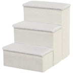  Hundetreppe 3 Stufen 48 cm Hoch Haustiertreppe für kleine und alte Tiere klappbar Katzentreppe Hunderampe Einstiegshilfe für Bett, Sofa, Couch und Auto Weiß