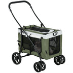 Hundbuggy Haustierbuggy Hundewagen, klappbar, abnehmbarer Korb, 81 x 58 x 97,5 cm, Schwarz+Dunkelgrün+Weiß