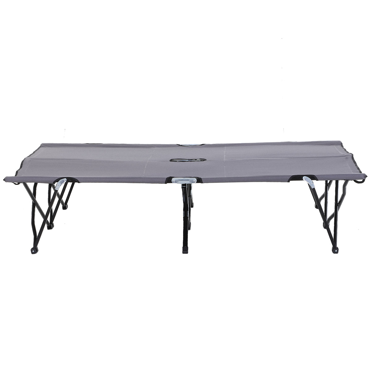 Double Camping Cot Bed, with Bag - Grey