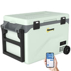 42,5 Liter Kompressor Kühlbox Leise elektrisch Mini Kühlschrank bis -20℃ Kühlbox mit Bluetooth Rolle Griff Handyhalter