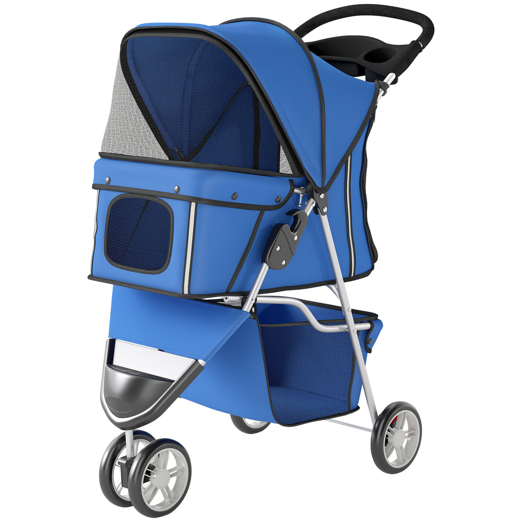 3 Wheel Pet Stroller for Small and Miniature Dogs, Blue