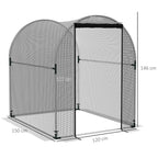 Pflanzenschutznetz, Vogelschutz, mit Tür und stabilem Stahlrahmen, 1,2x1,5x1,5m, Schwarz/Silber