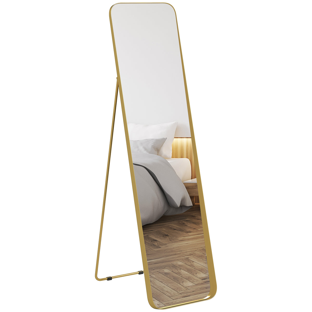 40 x 160 cm Rectangular Full Length Mirror - Gold Tone