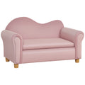 Kindersofa, Zweisitzer f¨¹r Kinder 3-5 Jahre, Stauraum, Naturholzrahmen, 84 x 41,5 x 48,5cm, rosa