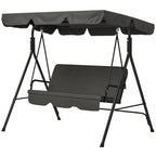 Three-Seater Garden Swing Chair, with Adjustable Canopy - Black