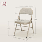 6er-Set Klappstühle, Tragbare Bürostühle, Stahlbeine, Faltstuhl für Büro, Empfang, Wartezimmer, Leinenoptik Beige