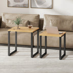 Couchtisch 2er Set Wohnzimmertisch mit Metallrahmen f¨¹r Wohnzimmer Natur